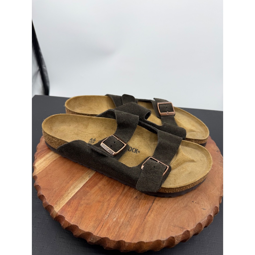 Birkenstock Arizona Sandals Mens 44 US 11 Mocha Brown Suede Two Strap Slides